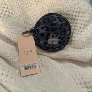 LUG‎ Coin Pouch Leopard Navy Small Round Zip Wallet Key Ring Bag Purse NEW